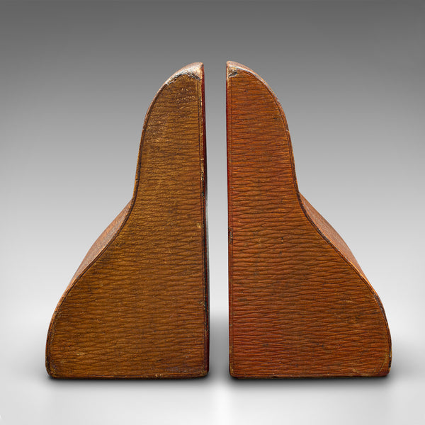 Pair Of Antique Decorative Bookends, English, Leather, Book Rest, Edwardian