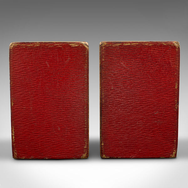 Pair Of Antique Decorative Bookends, English, Leather, Book Rest, Edwardian