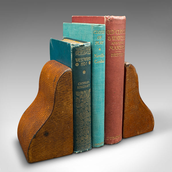 Pair Of Antique Decorative Bookends, English, Leather, Book Rest, Edwardian