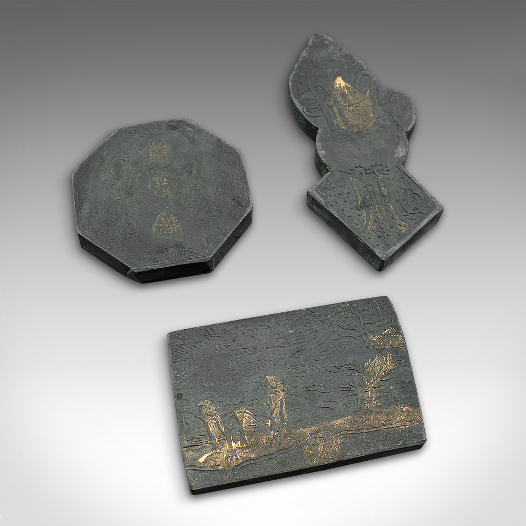 Antique Set Of Calligraphic Ink Blocks, Japanese, 8 Pieces, Meiji ...