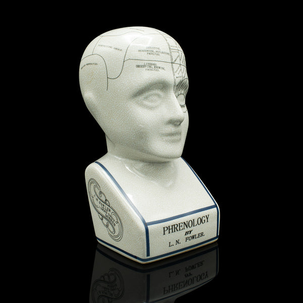 Vintage Phrenology Head Ornament, English, Ceramic, Decorative Bust, Circa 1970