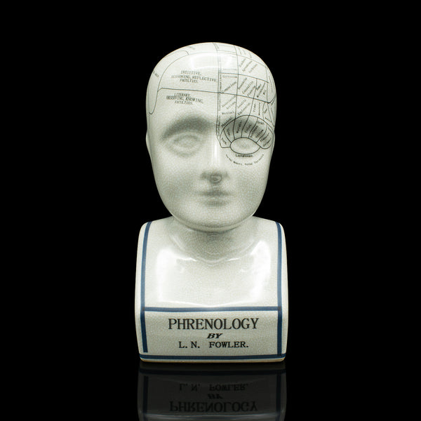 Vintage Phrenology Head Ornament, English, Ceramic, Decorative Bust, Circa 1970