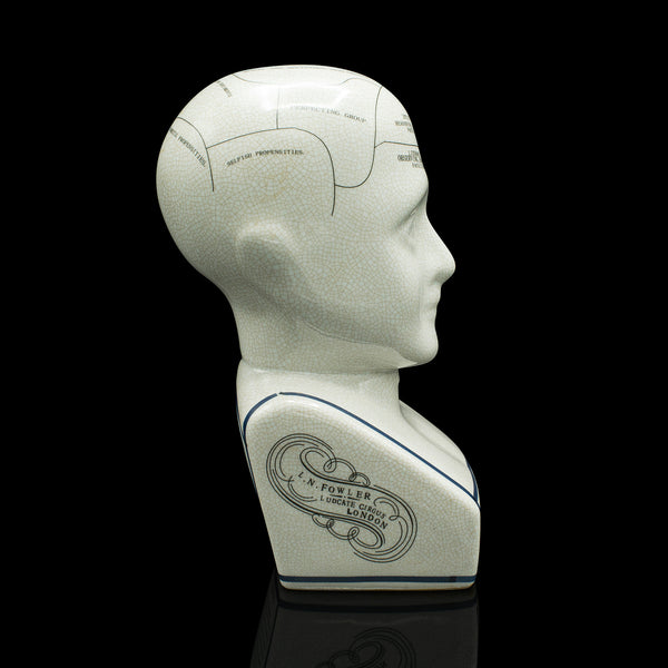 Vintage Phrenology Head Ornament, English, Ceramic, Decorative Bust, Circa 1970