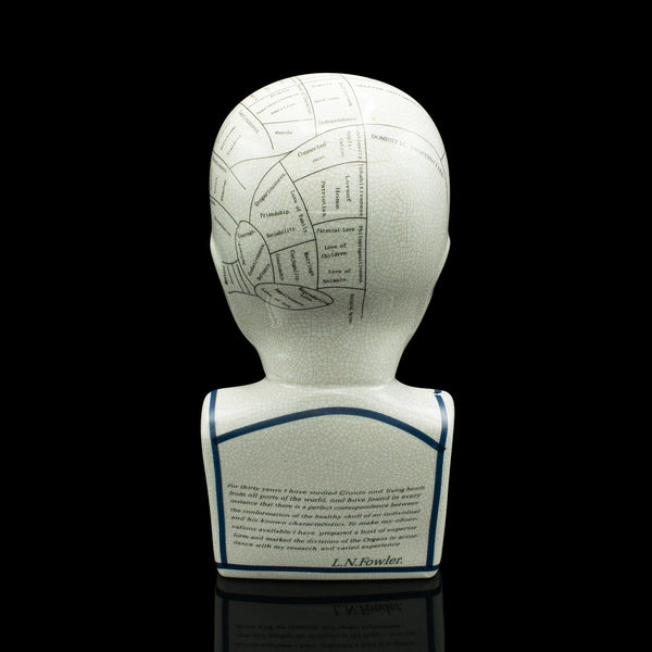 Vintage Phrenology Head Ornament, English, Ceramic, Decorative Bust, Circa 1970