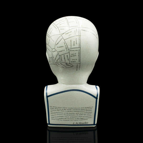 Vintage Phrenology Head Ornament, English, Ceramic, Decorative Bust, Circa 1970