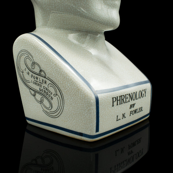 Vintage Phrenology Head Ornament, English, Ceramic, Decorative Bust, Circa 1970