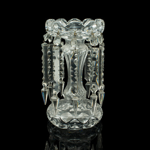 Antique Table Lustre, English, Glass, Crystal, Decor, Candle Holder, Edwardian