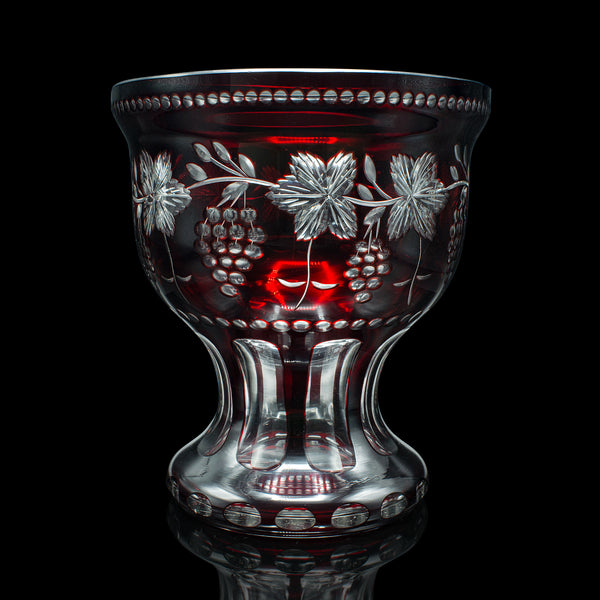 Antique Ruby Pedestal Bowl, Continental, Glass, Decorative Ice Bucket, C.1920