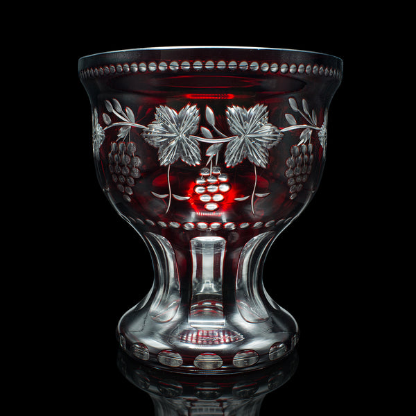 Antique Ruby Pedestal Bowl, Continental, Glass, Decorative Ice Bucket, C.1920