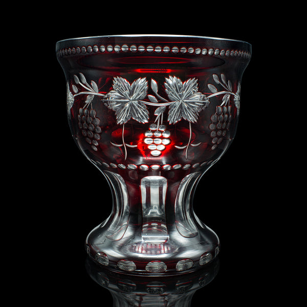 Antique Ruby Pedestal Bowl, Continental, Glass, Decorative Ice Bucket, C.1920