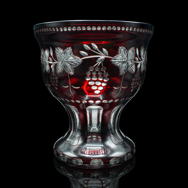 Antique Ruby Pedestal Bowl, Continental, Glass, Decorative Ice Bucket, C.1920