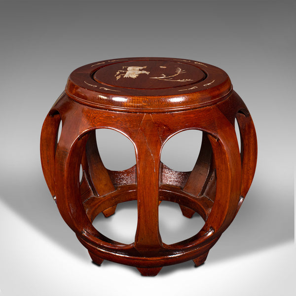 Pair Of Vintage Barrel Stools, Chinese, Inlaid, Decorative Display Stand, C.1970