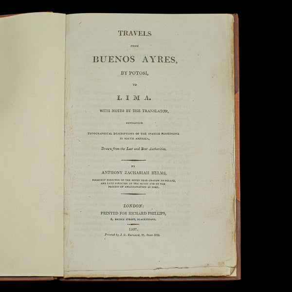 Antique Travels from Buenos Aires, English Language, Guide Book, Georgian, 1807