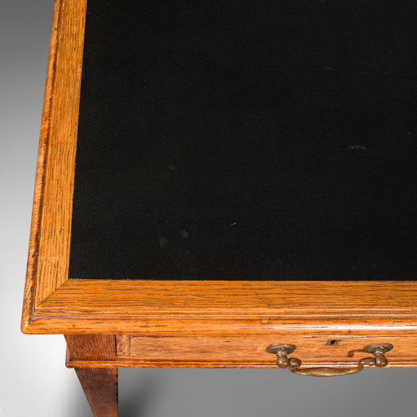 Antique Writing Desk, English, Oak, Leather, Correspondence Table, Edwardian