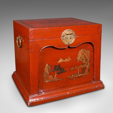 Antique Travelling Jewellery Box, Chinese, Lacquered, Campaign Case, Victorian
