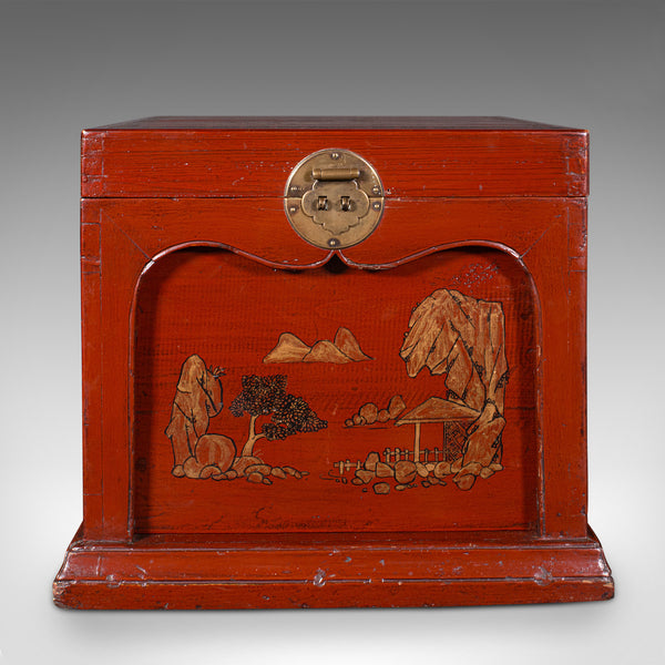Antique Travelling Jewellery Box, Chinese, Lacquered, Campaign Case, Victorian