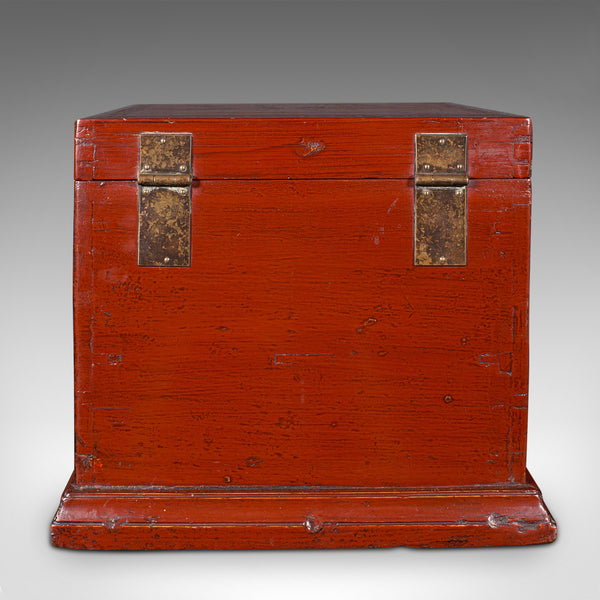 Antique Travelling Jewellery Box, Chinese, Lacquered, Campaign Case, Victorian