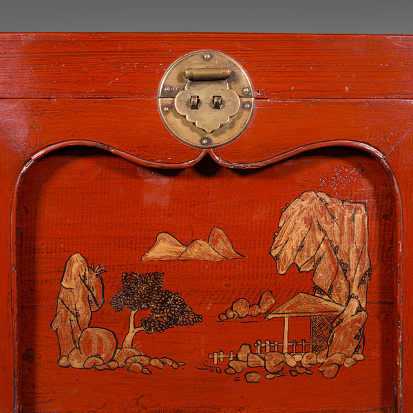 Antique Travelling Jewellery Box, Chinese, Lacquered, Campaign Case, Victorian