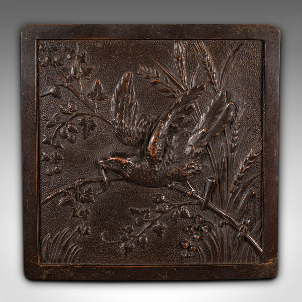 Pair Of Antique Decorative Wall Plaques, Japanese, Bronze, Edo Period, Victorian