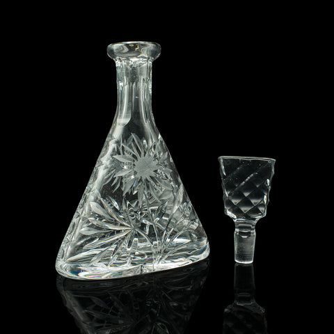 Vintage Wine Decanter, English, Cut Glass Spirit Vessel, Mid Century, Circa 1960