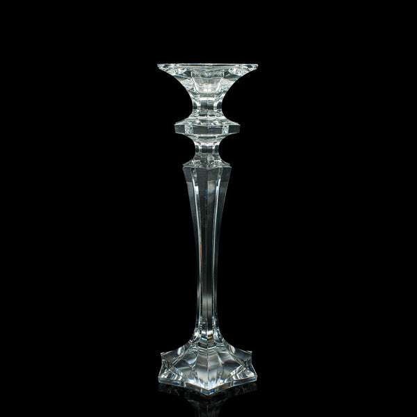 Pair Of Vintage Candlesticks, English, Glass, Decorative Candle Nozzle, C.1970