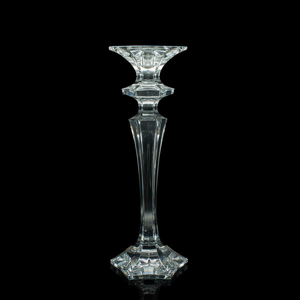 Pair Of Vintage Candlesticks, English, Glass, Decorative Candle Nozzle, C.1970