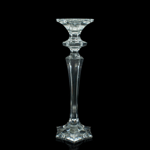 Pair Of Vintage Candlesticks, English, Glass, Decorative Candle Nozzle, C.1970