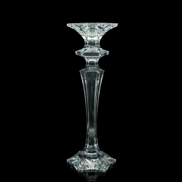 Pair Of Vintage Candlesticks, English, Glass, Decorative Candle Nozzle, C.1970