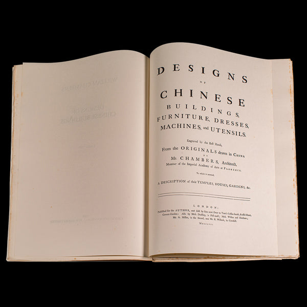 Vintage Reproduction Folio, Chinese Design, English, William Chambers, C.1969