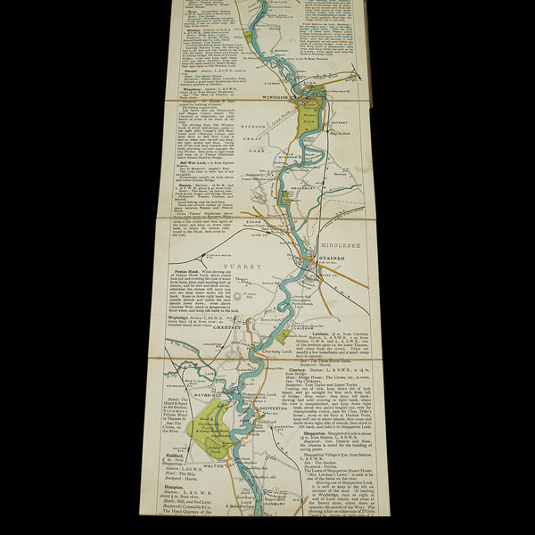 Antique Oarsman's Map of the River Thames, English, Cartography, Published 1912