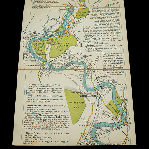 Antique Oarsman's Map of the River Thames, English, Cartography, Published 1912