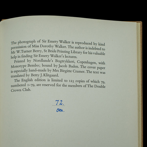 Vintage Biography, Sir Emery Walker, Danish, Limited Edition, English Language