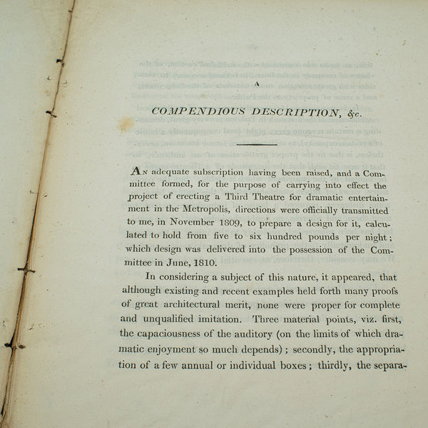 Antique Architect's Folio, Design For a Theatre, English, George Wyatt, Georgian