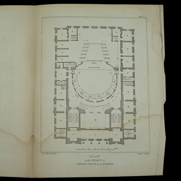 Antique Architect's Folio, Design For a Theatre, English, George Wyatt, Georgian