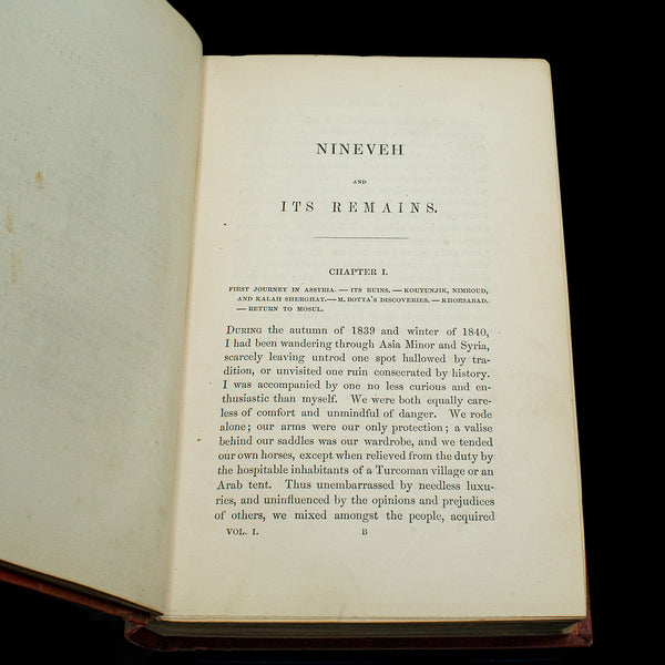 Antique 2nd Edition Book, Nineveh & Its Remains Vol.1, English, Victorian, 1849