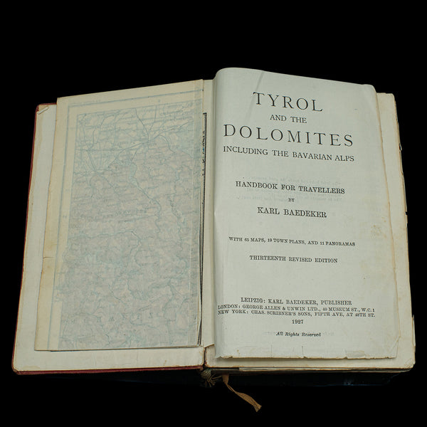 Vintage Baedeker's Guide, Tyrol & Dolomites, English Language, Published 1927