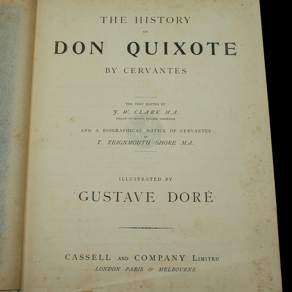 Large Antique Don Quixote Book, English, Cassell & Co, Gustave Dore, Victorian