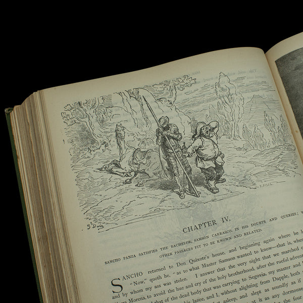 Large Antique Don Quixote Book, English, Cassell & Co, Gustave Dore, Victorian