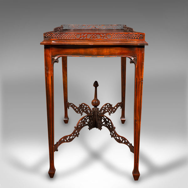 Vintage Galleried Silver Table, English, Ornate, Chippendale Revival, Late 20th