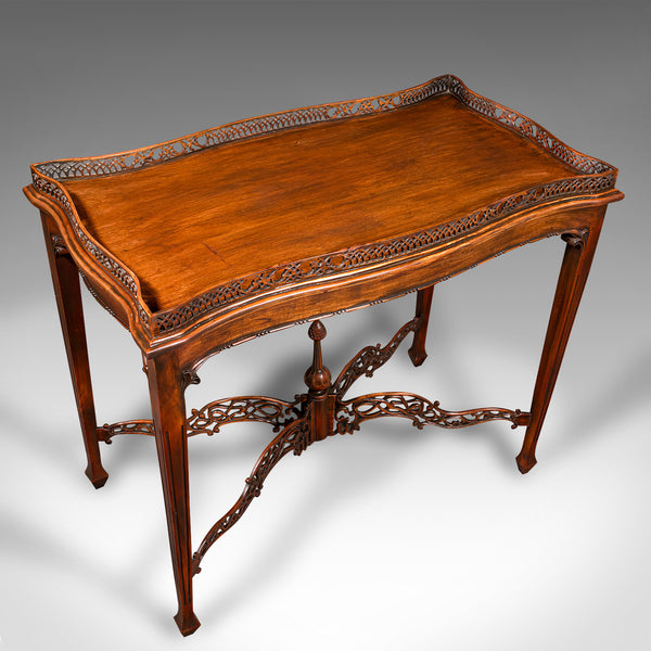 Vintage Galleried Silver Table, English, Ornate, Chippendale Revival, Late 20th