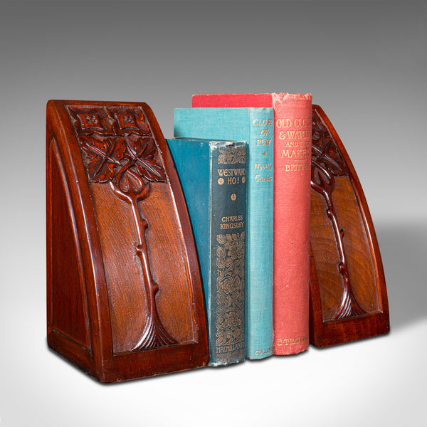 Pair Of Antique Weighted Bookends, English, Book Rest, Art Nouveau, Edwardian