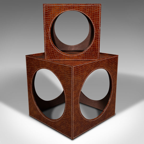 Vintage Set of 5 Nesting Cubes, Italian Decorative Nest Table, Late 20th Century