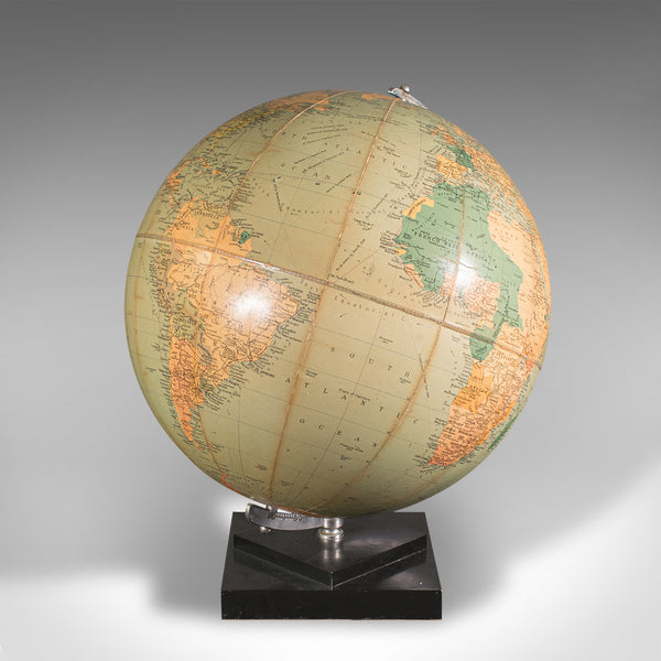 Vintage Table Globe, English, World Map, 13.5 Inch Diameter, Cartography, C.1960