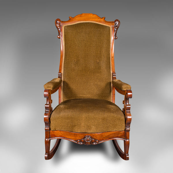 Antique Rocking Chair, English, Walnut, Armchair, Rocker, Victorian, Circa 1880