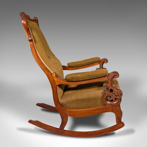 Antique Rocking Chair, English, Walnut, Armchair, Rocker, Victorian, Circa 1880