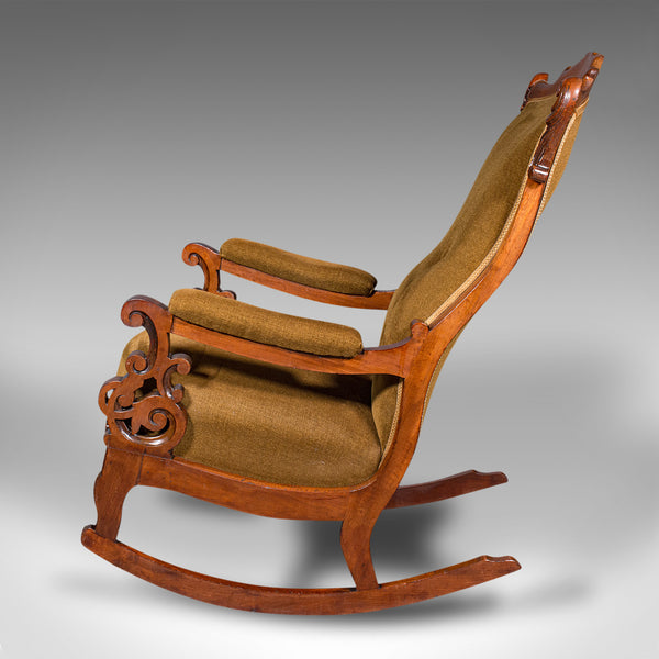 Antique Rocking Chair, English, Walnut, Armchair, Rocker, Victorian, Circa 1880