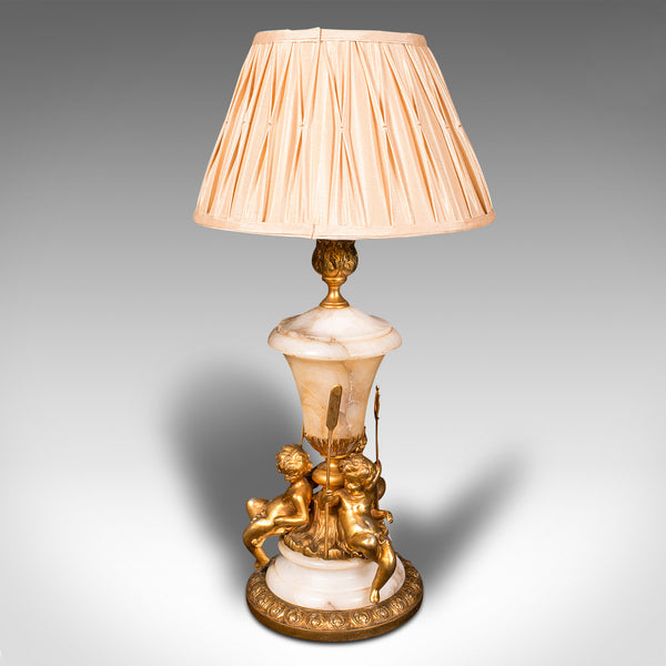 Antique Putto Table Lamp, Italian, Alabaster, Gilt Metal, Grand Tour, Victorian