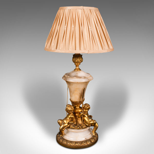 Antique Putto Table Lamp, Italian, Alabaster, Gilt Metal, Grand Tour, Victorian