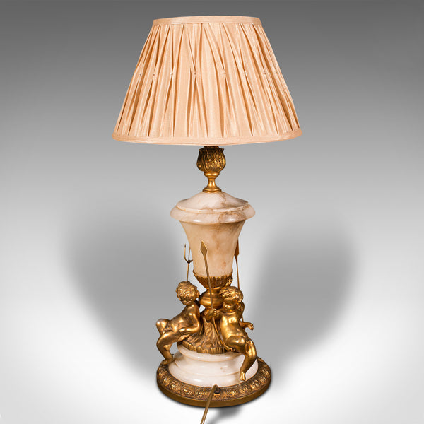 Antique Putto Table Lamp, Italian, Alabaster, Gilt Metal, Grand Tour, Victorian