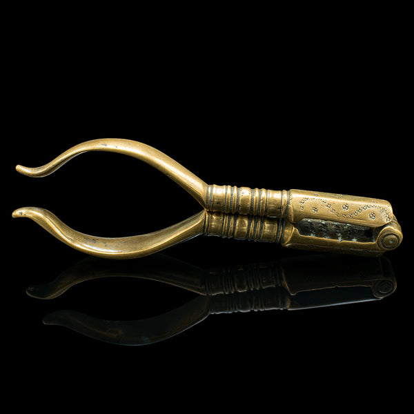 Small Pair Of Antique Pistachio Nutcrackers, English, Brass, Georgian, C.1800
